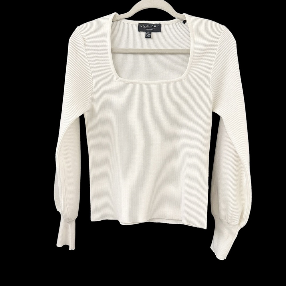 NWOT Laundry White Long baby puff Sleeve Shirt Size XS